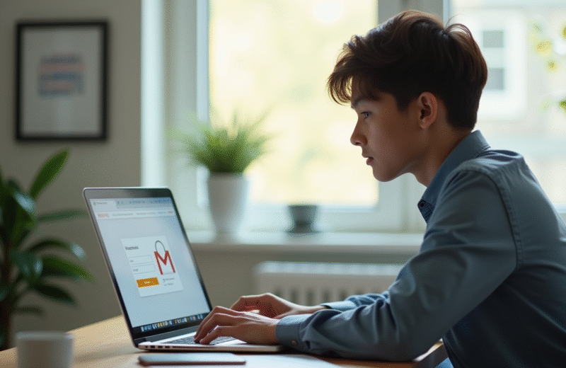 Jeune professionnel au bureau avec ordinateur portable
