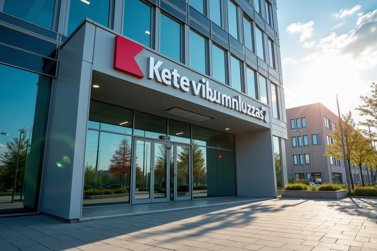 Entrée d un bâtiment d entreprise avec enseigne Ketevibumluzzas