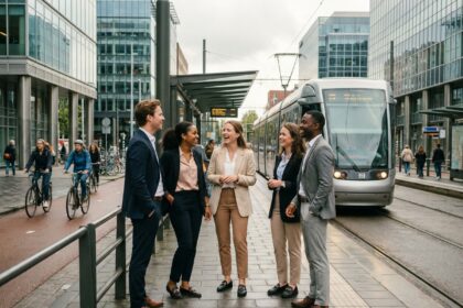 Groupe de jeunes professionnels dans une ville dynamique