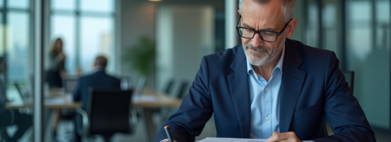 Ingénieur homme d'affaires examine documents GSR2