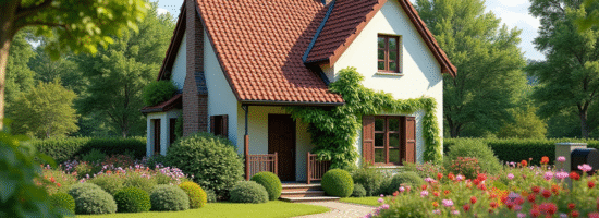 Belle maison de campagne avec jardin bien entretenu