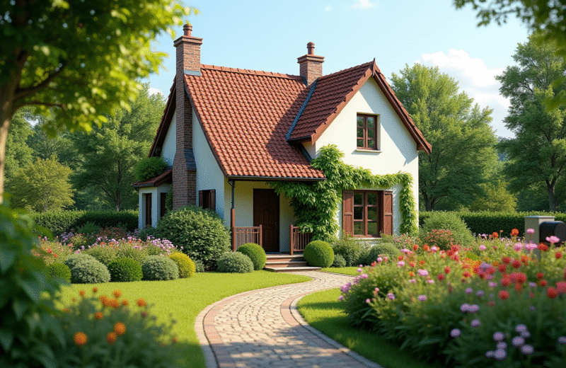 Belle maison de campagne avec jardin bien entretenu