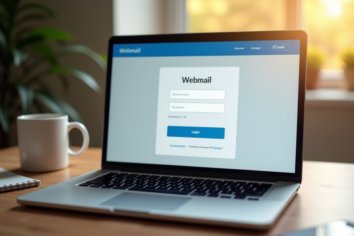 Ordinateur portable affichant une page de connexion webmail