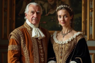 Portrait d un couple royal Valois en costumes d époque